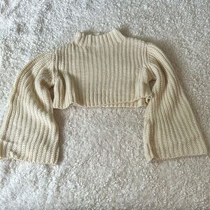 Cream green knit crop top